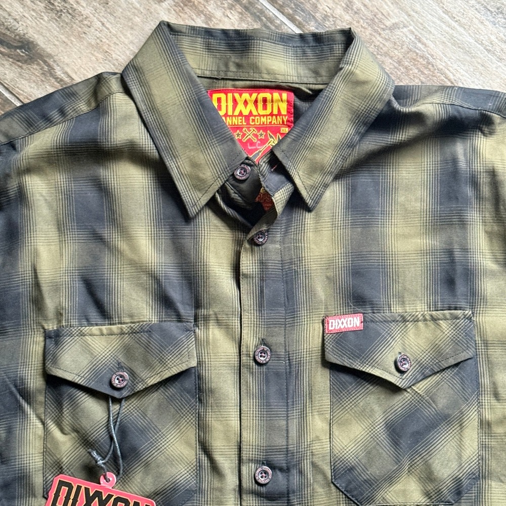 Dixxon Flannel Mens The Corps Limited Edition Plaid Button Down Shirt, Olive,XL - Picture 3 of 7